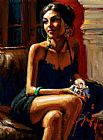 Fabian Perez Famous Paintings - Red on Red IV